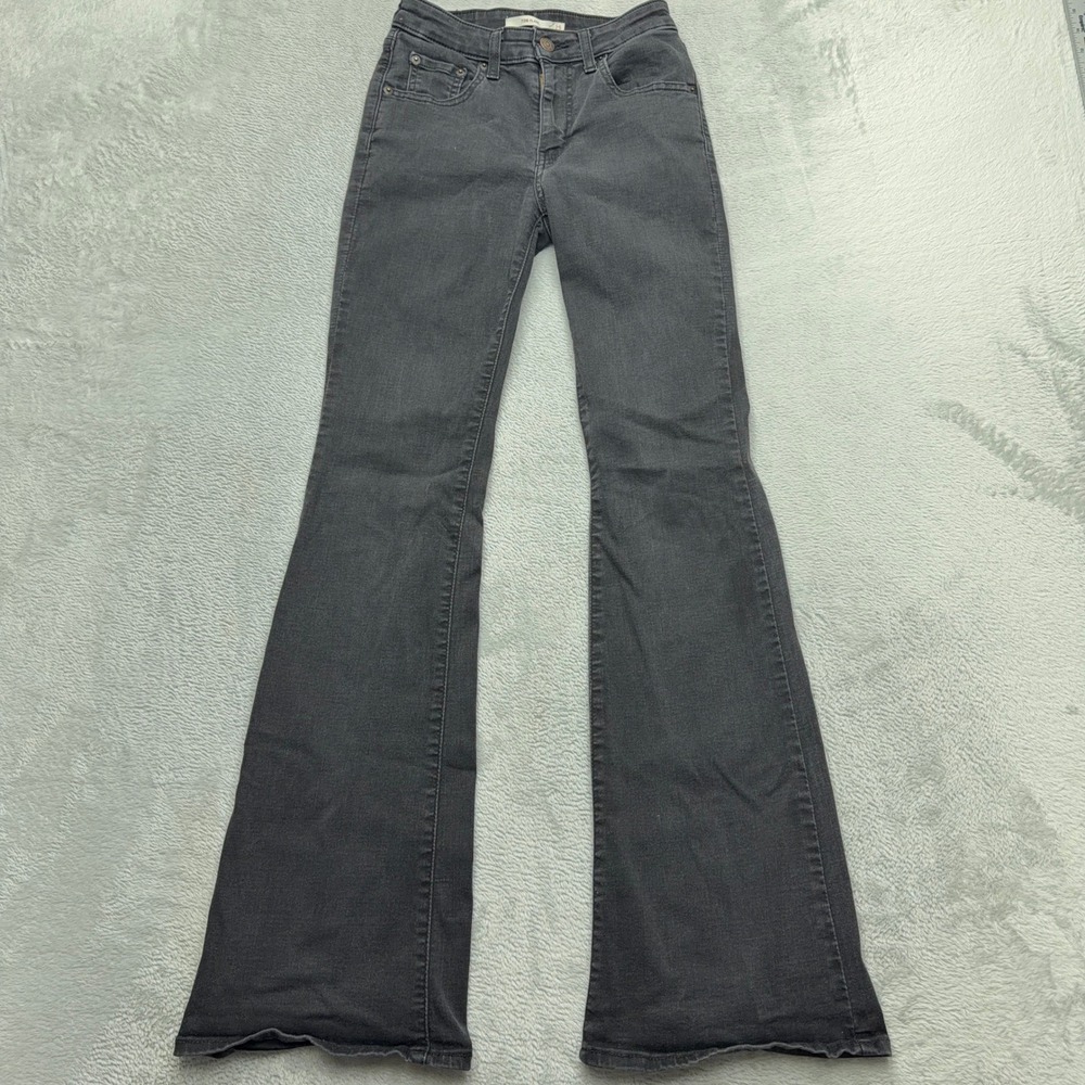 Levi's Jeans Womens 25 Black 726 Flare High Rise Slim Fit Washed Denim